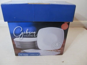 Gibson Home Zen Buffetware 8-Piece Fine Ceramic Dessert Plate Set, White - Picture 1 of 8