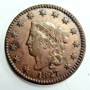 1827 AU/UNC MATRONENKOPF GROSSER CENT, HÜBSCHE PRUNKMÜNZE !! KOSTENLOSER VERSAND - Bild 1 von 2