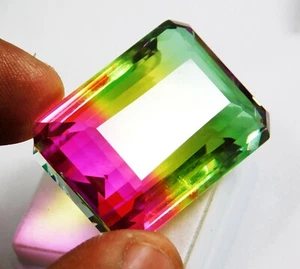 Hermosa sandía natural 88,10 quilates turmalina corte esmeralda piedra preciosa certificada - Imagen 1 de 6