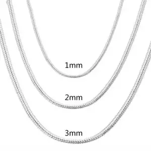 40-75cm 925 Sterling Silver 1MM/2MM/3MM solid Snake Chain Necklace For Men Women - Picture 1 of 6