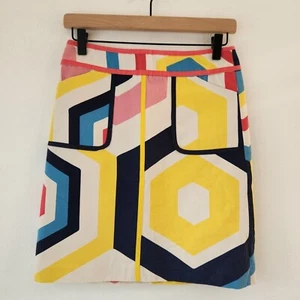 Falda Boden Línea A Multicolor Retro Geométrica Años 70 Estampado Hasta la Rodilla Para Mujer 2R - Imagen 1 de 6