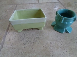 Vtg CP COOKSON POTTERY #906 LIGHT GREEN DRIP ABSTRACT PLANTER POTS USA TEAL MCM - Picture 1 of 17