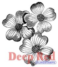 Deep Red Stamps Dogwood Flowers Rubber Cling Stamp