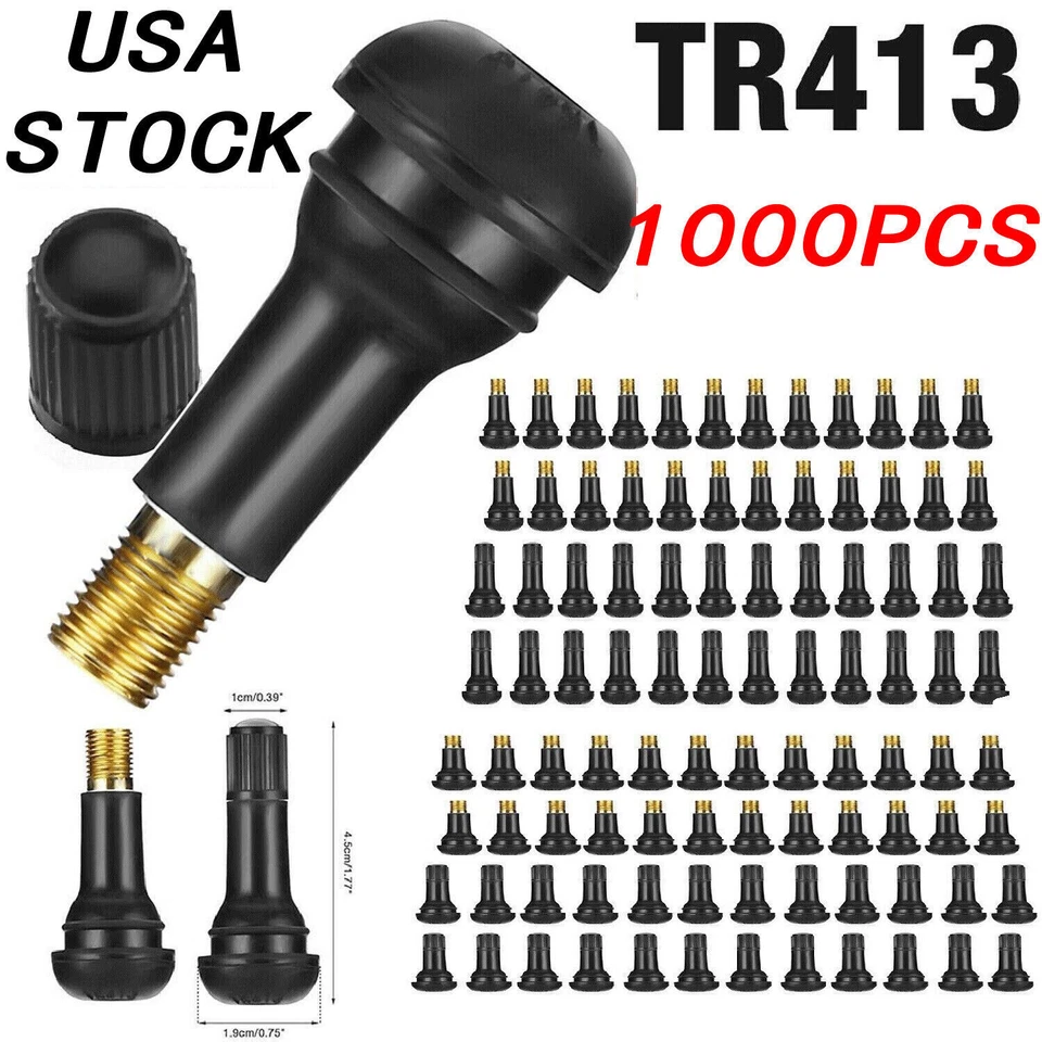 150pcs Car Auto TR 413 Short Rubber Tubeless Snap-in Tyre Tire Valve Stems Black