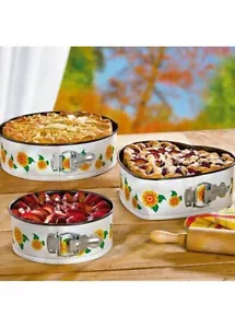 Set 3 forme antiaderenti in metallo stampo a cerniera tortiera cuore e rotondo - Foto 1 di 3