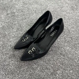 Y2K vintage leather buckle kitten heels pointed toe - Picture 1 of 8