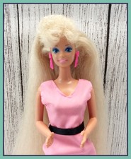 1991 Vintage Mattel TOTALLY HAIR BARBIE Doll Long Crimped Hair 80s Earrings 
