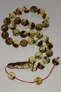 33 perline di preghiera islamiche forma rotonda originali AMBRA BALTICA TASBIH 55,8 g 210519-8 - Foto 1 di 5