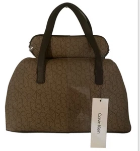 Calvin klein handbag top handle leather satchel With Pouch Brown Color - Picture 1 of 13