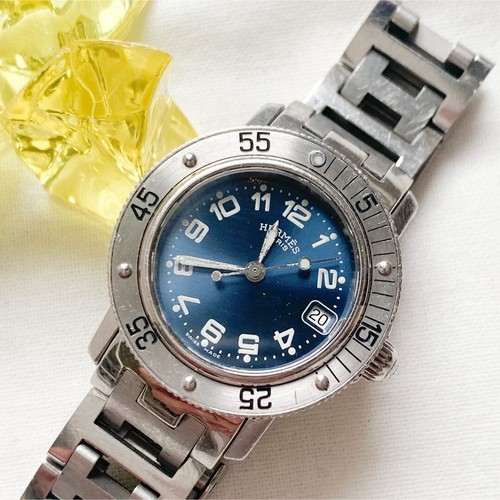 HERMÈS [Ecc+5] Orologio da Polso Donna HERMES Clipper Divers CL7.710 Argento Usatoonante