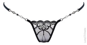 LUCKY CHEEKS Sonderpreis Luxury String BUTTERFLY IN BLACK - LC269BB Gr. L - Picture 1 of 5