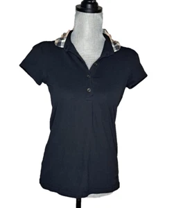 💖Camiseta Polo Burberry Negra Abullonada Manga Corta Cuadros Nova Cuello a Cuadros Talla S - Imagen 1 de 6