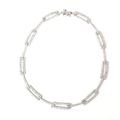 Collar gargantilla de oro blanco de 18k con eslabones de diamantes Foto 1 de 4