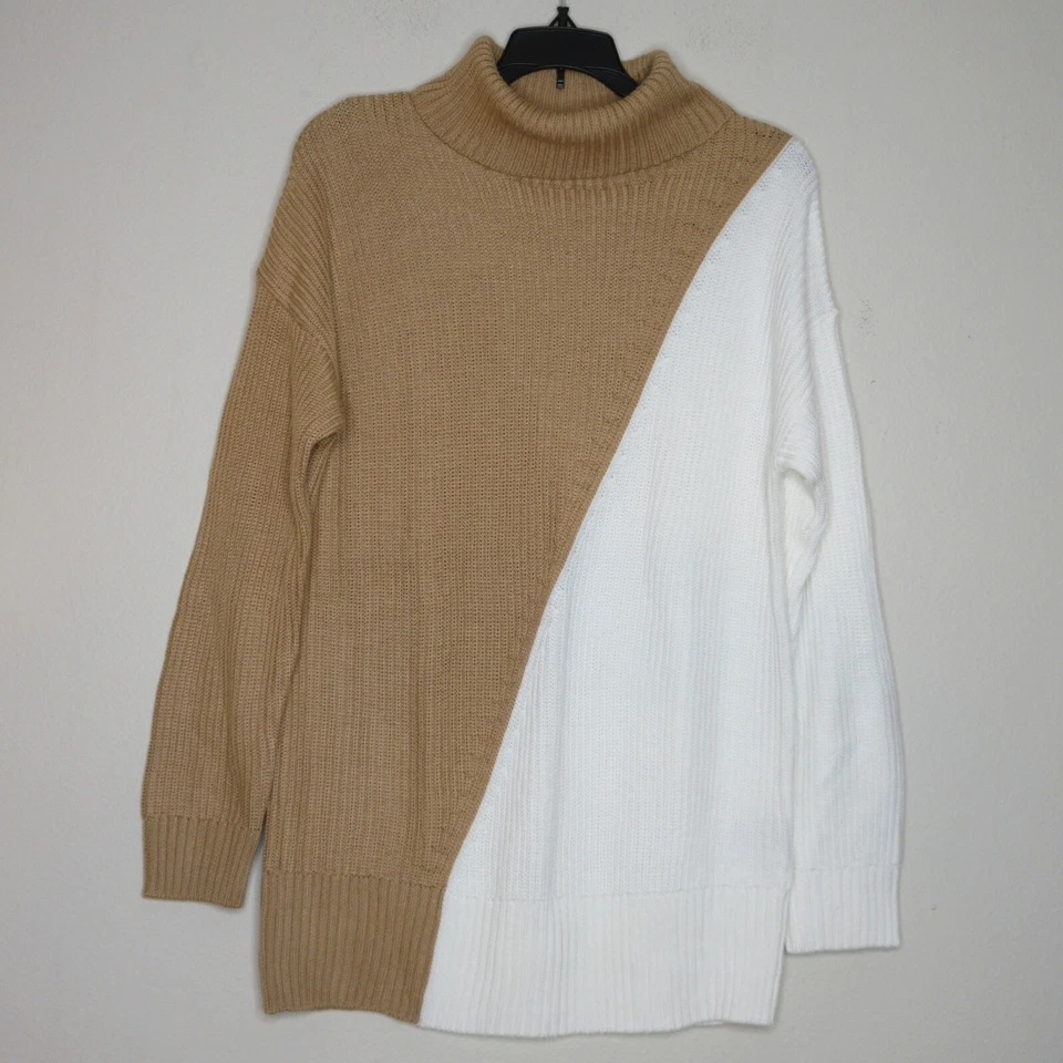 Alfani Sweater Tunic TurtleNeck White Beige Women Sz S N165