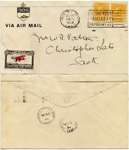 CANADA 1930 CHERRY RED AIRLINE VF Cover SASK PARCEL SLOGAN CHRISTOPHER LAKE - Picture 1 of 3