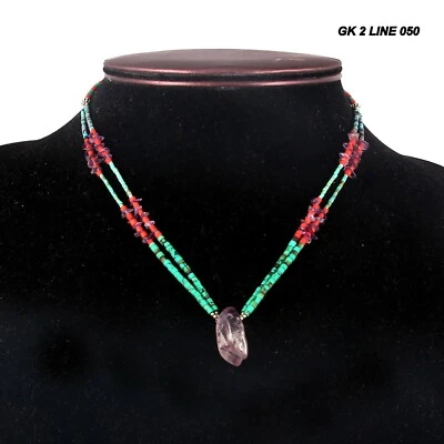 New Turquoise Gemstone Tibetan Style 925 Sterling Silver Necklace Jewelry 18" - Image 1 of 3