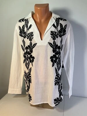 INC 白色纱布衬衫,带刺绣。 男式小号。 Orig. 65.00 美元 全新。 — 第 1/4 张图片