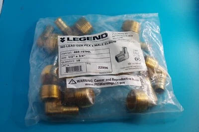 25 Pack - Legend 1/2" x 3/4" PEX x MNPT Elbow Brass Fitting - 460-107NL  - Image 1 of 4