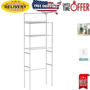 Elegant 3-Shelf Over-The-Toilet Metal Organizer - Durable Satin Nickel Finish - Picture 1 of 9