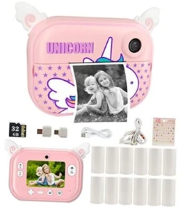 Instant Print Camera for Kids with 12 Rolls Refill Paper, Digital Light Pink - Picture 1 of 7