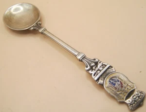 Vintage Solid Silver& Enamel Collectors Spoon Dutch - DENTHE - Picture 1 of 6