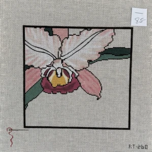 Pink Iris RT-260 Handpainted Needlepoint Canvas by Red Thread 18ct 7.5x7.5 - Picture 1 of 3