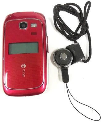 Doro PhoneEasy 618 - Red and White ( Consumer Cellular ) Flip Phone - Bundled Foto 1 de 4