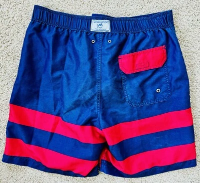 Usado en Excelente Condición South Tide Rojo Blanco Azul EE. UU. 4 de Julio Vacaciones Hombres Bañador Pantalones Cortos M Foto 1 de 4