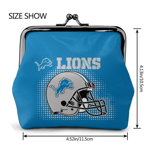 Detroit Lions Leather Coin Purse Change Purse Helmet Style Ladies Wallet Cover