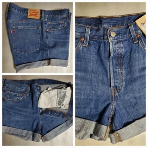 LEVIS 501 PANTALONCINO DENIM BLU 5 TASCHE TAGLIO MEDIO DONNA 5 TASCHE:31 - Foto 1 di 6