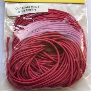 Pink Elastic Tread Stringing 1mm Round Bracelet Hair Tie Making Cord 10x meters - Picture 1 of 3
