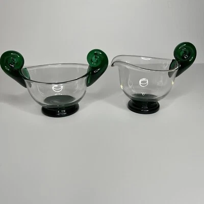 Crema de vidrio y azúcar vintage Fenton para rublo P-31 Domitz Emerald Stroll años 50 Foto 1 de 4