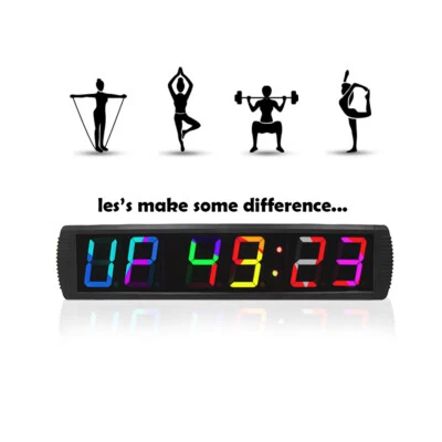 Big Gym Crossfit Clock LED Fitness Interval Timer Wall Gym Digital Countdown - Image 1 of 4