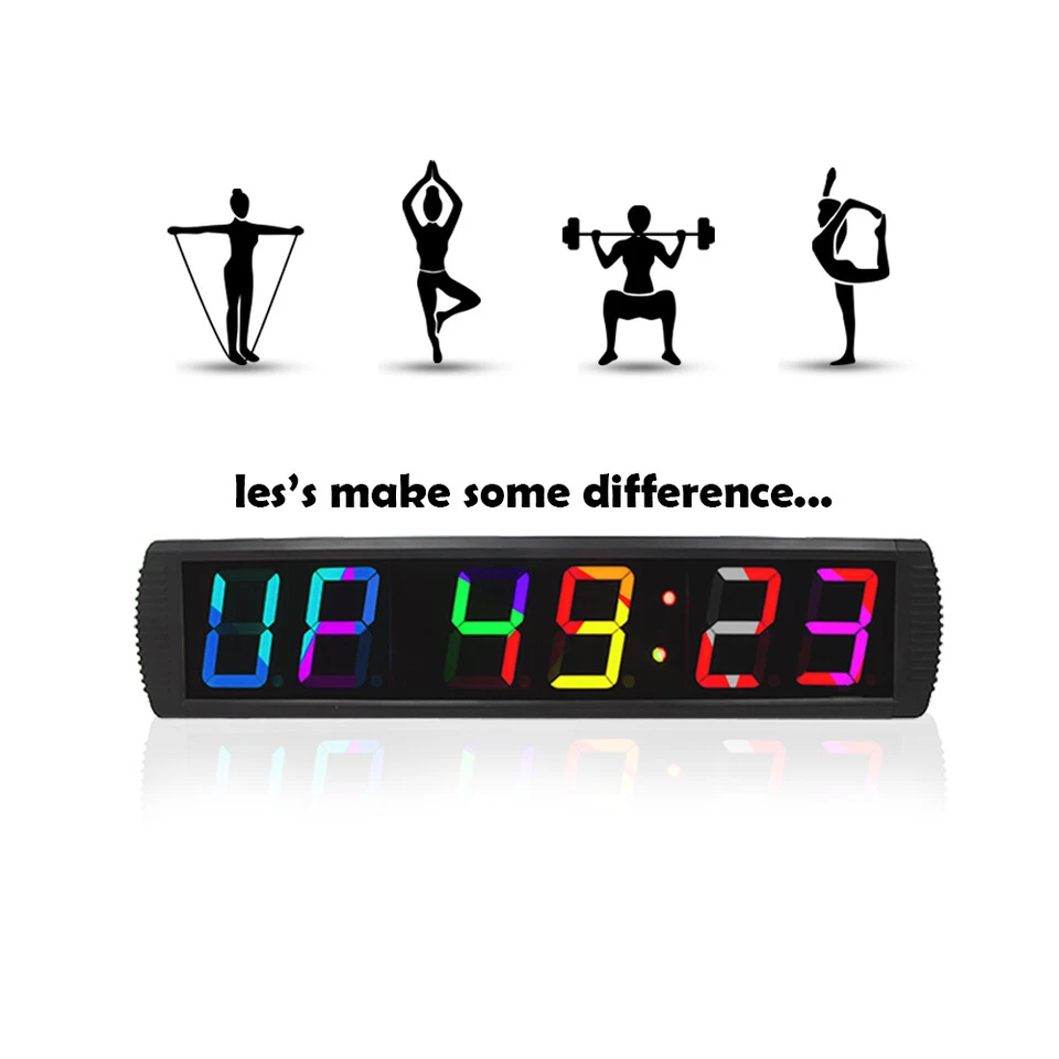 Big Gym Crossfit Clock LED Fitness Interval Timer Wall Gym Digital Countdown - Image 1 of 4