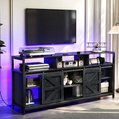 RGB LED TV Stand Wood with Power Station for 70" TV Cabinet Entertainment Center - Image 1 of 4