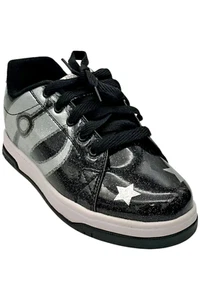 Heelys Kids Girl's Split Wheeled Heel Sneaker Black/Silver Glitter - Picture 1 of 3