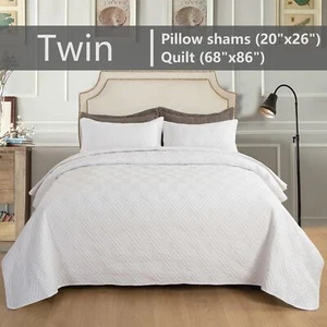 2x Twin Quilted Comforter Queen King Size Ultra Soft Coverlet Embossed Bedspread - Picture 1 of 13