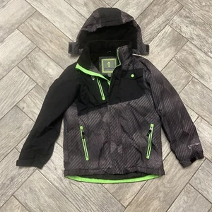 Boys Free Country Green/Black Winter Hooded Ski Snowboard Jacket Large 14/16 - Picture 1 of 6