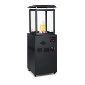 Gasheizstrahler 8 kW Terrassen Garten Heizung Rollen Edelstahl Glas Schwarz - Bild 1 von 9