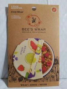 Organic Cotton Reusable Food Storage 2 Wraps/Pack Wrap Rinse Reuse Made in USA - Picture 1 of 4