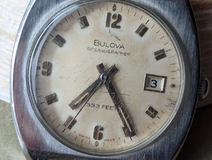 Vintage 1969 Bulova Oceanographer Diver w/Warm Patina,Signed Crown,All SS Case - Picture 1 of 22