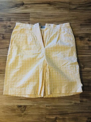 Pantalones cortos de golf Izod amarillo y blanco a cuadros Seersucker para mujer talla 12 Foto 1 de 4