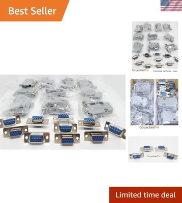 Reliable DB9 9-Pin Female Connectors & Plastic Hoods - Ideal for Cable Repair - Image 1 of 4