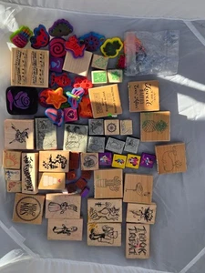large assortment of over 60 rubber stamps see pics - Picture 1 of 7