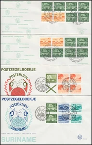 Suriname booklet sheets from stamp booklets from 1976-1985 on 11 jewelry FDC's - Picture 1 of 3