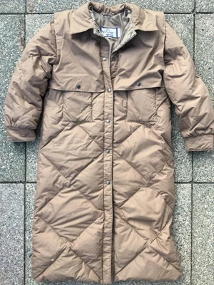 Vtg Company Store Long Down Parka Jacket Coat Puffy Women's 80s Tan Trench Sz 10 - Image 1 of 4