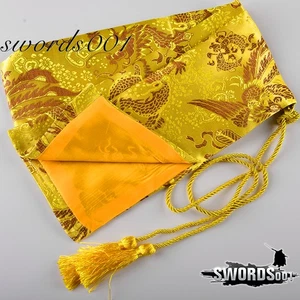 Gold Soft Storage Bag With Dragon & Phoenix For Keeping Japanese Sword Katana - Picture 1 of 3