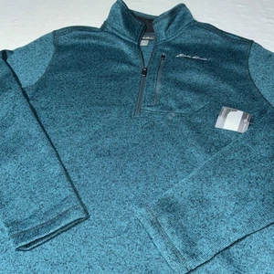 Eddie Bauer Radiator Fleece Men's L Blue Marbled 1/4 Zip Pullover Outdoor NWT - Bild 1 von 8