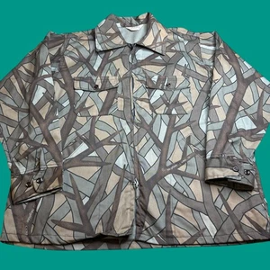 Vintage 80s Cabelas Camo Lightweight Jacket Shirt Size Large Full Zip Polycotton - Picture 1 of 15