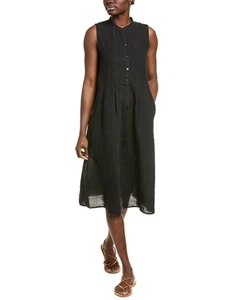 Eileen Fisher Linen Midi Dress Women's Black L - Picture 1 of 3